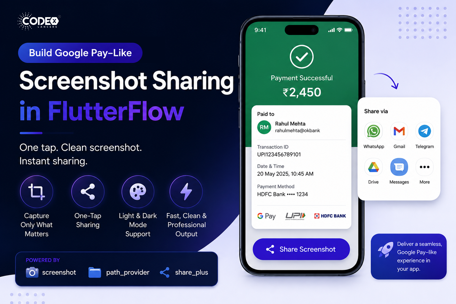Google Pay–Like Screenshot Sharing in FlutterFlow