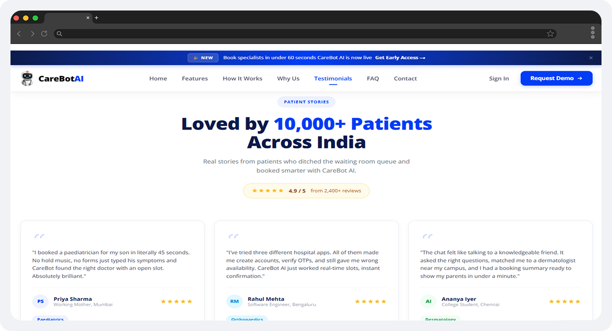 CareBot AI – AI-Powered Doctor Appointment Booking screen 2