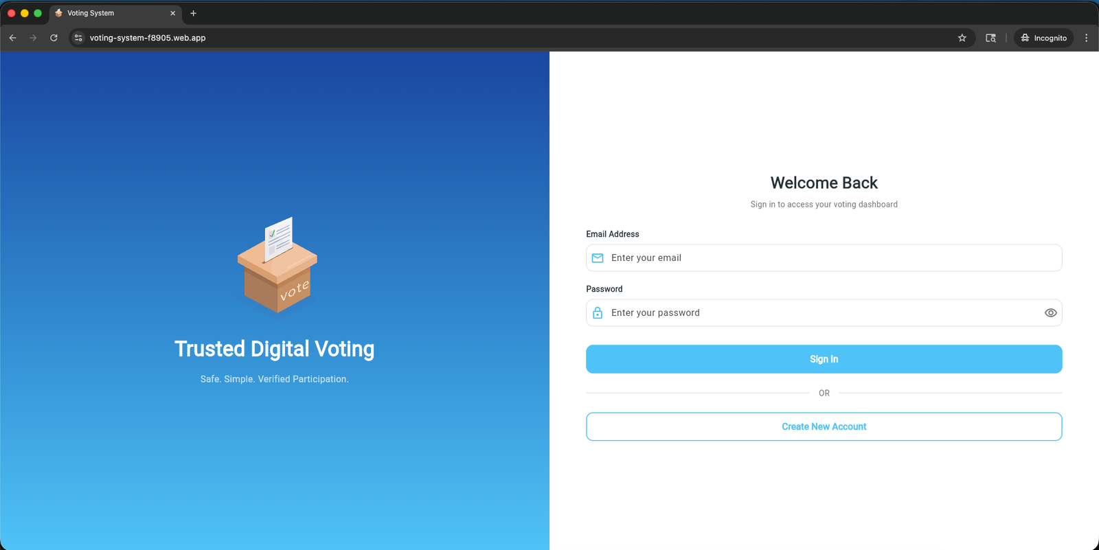 Voting System screen 1