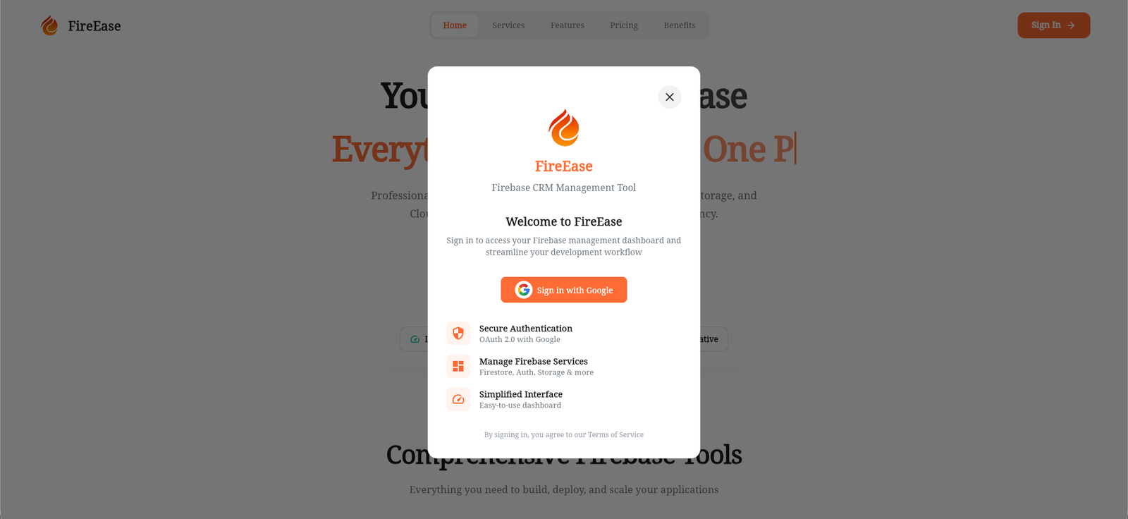 FireEase – Firebase Management & CRM Dashboard screen 2