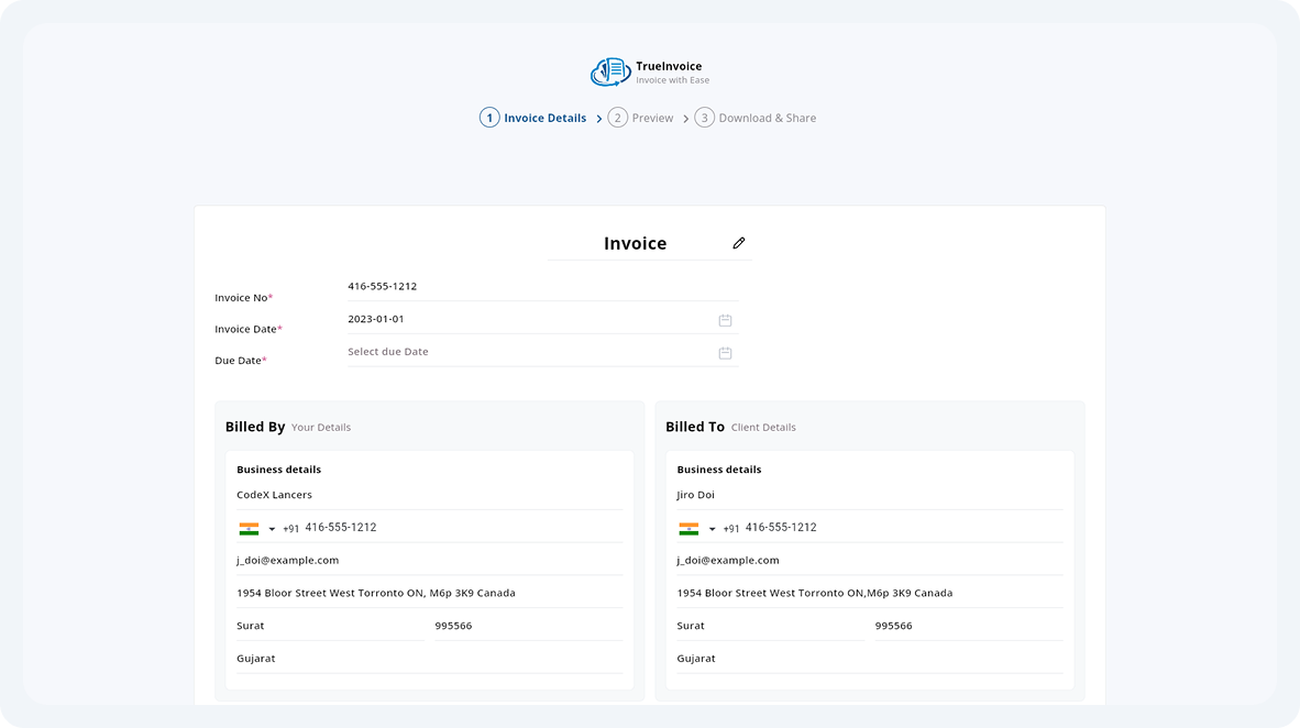 True Invoice screen 4
