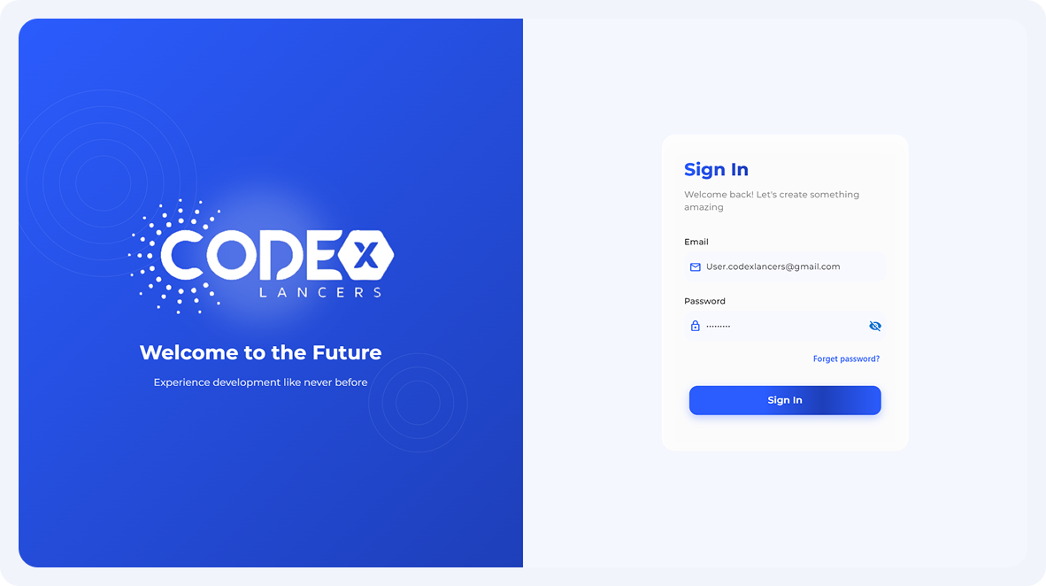 CodeX – Project & Task Management System screen 1