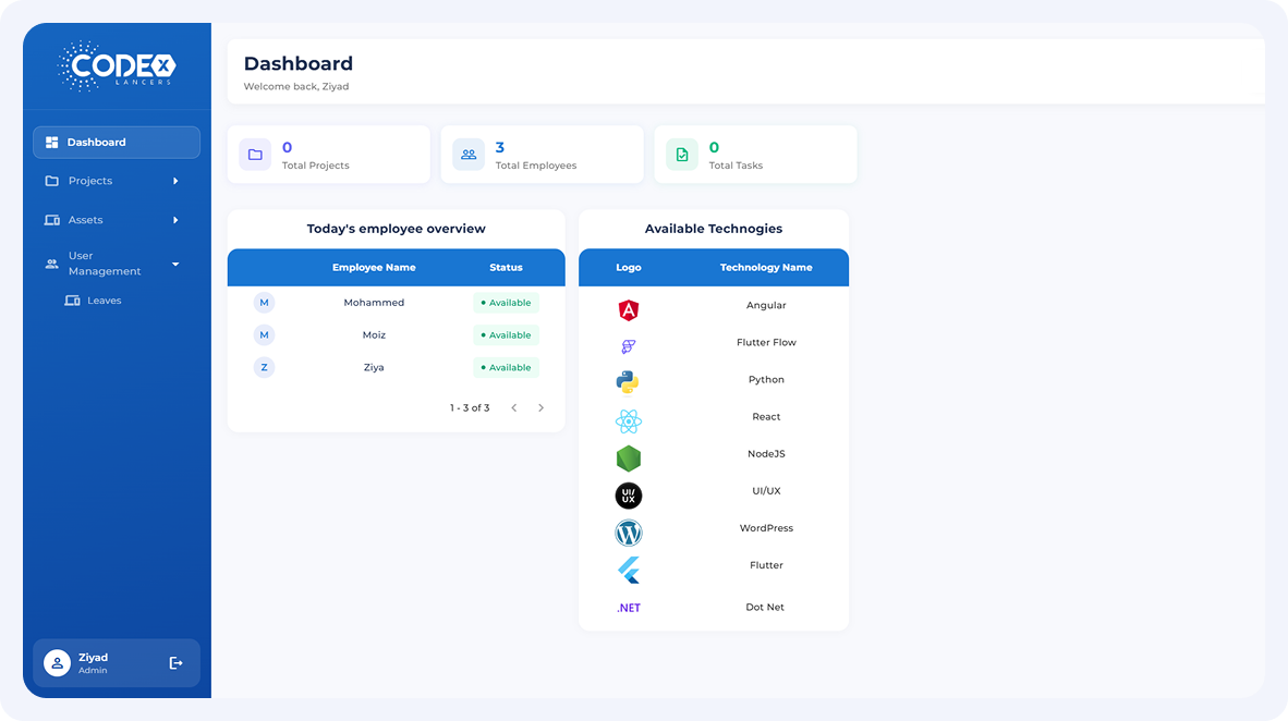 CodeX – Project & Task Management System screen 2