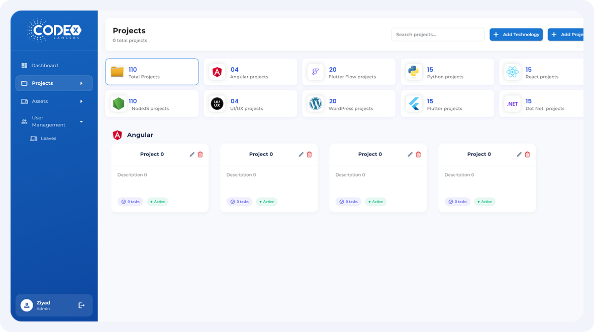 CodeX – Project & Task Management System screen 3