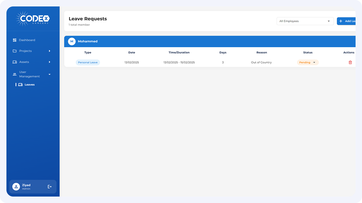 CodeX – Project & Task Management System screen 11