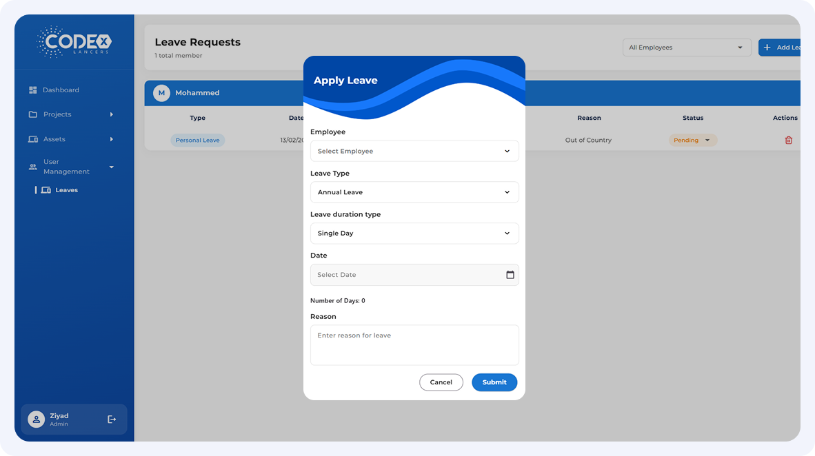 CodeX – Project & Task Management System screen 12