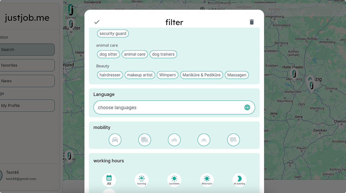 JustJobMe Web screen 3