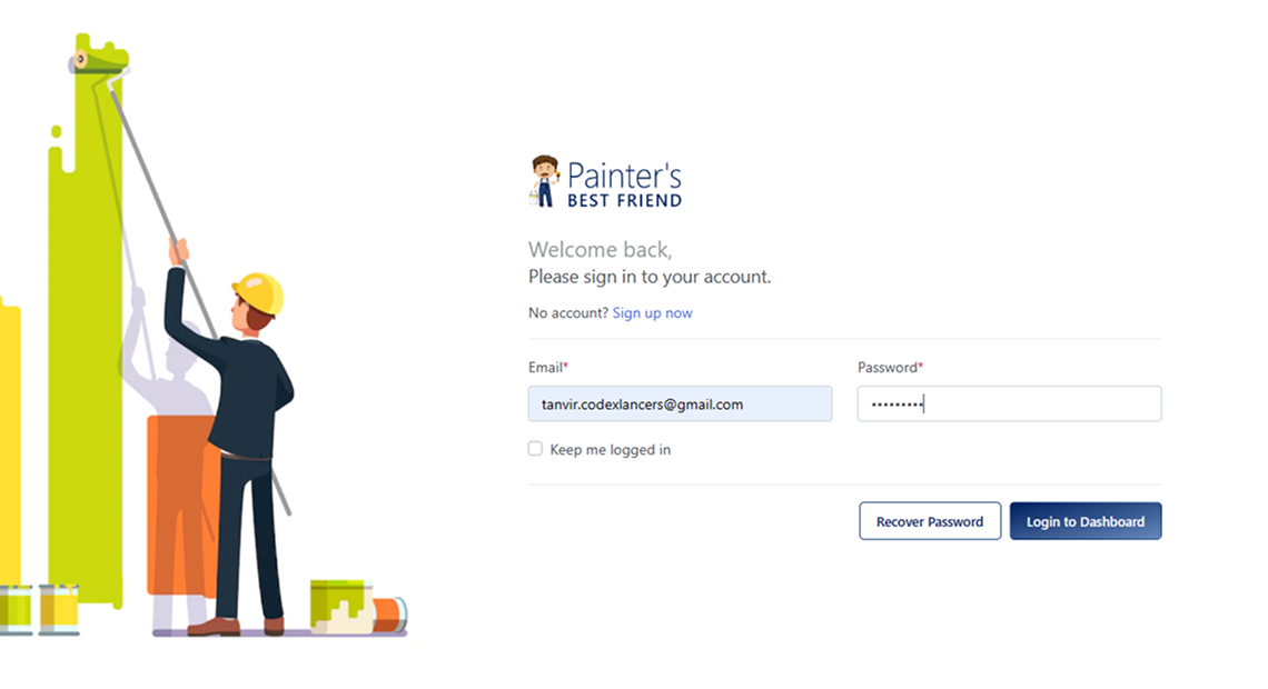 Painter’s Restored – Service Management System screen 1