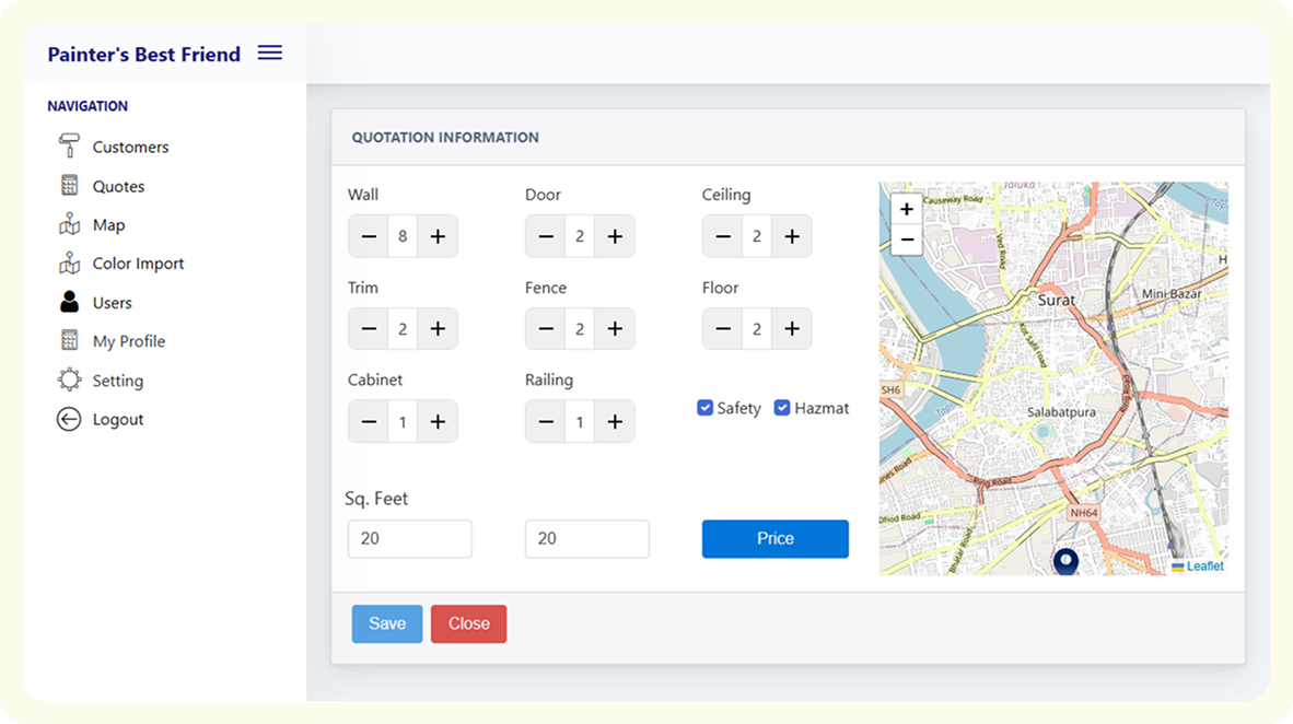 Painter’s Restored – Service Management System screen 2