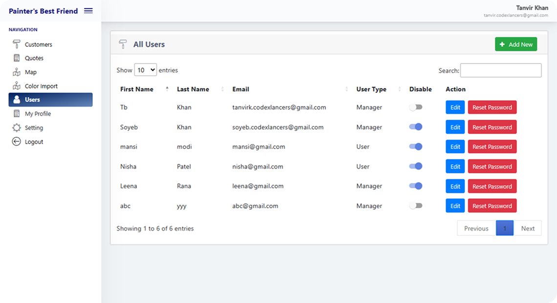 Painter’s Restored – Service Management System screen 9