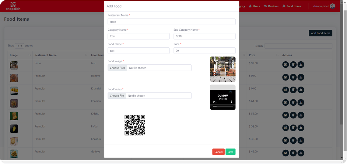 SnapDish – Restaurant Menu Creation & Review (Web Admin Panel) screen 11