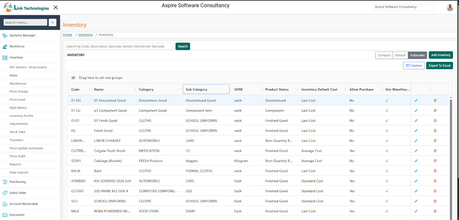 LinkERP – Enterprise Resource Planning System screen 2