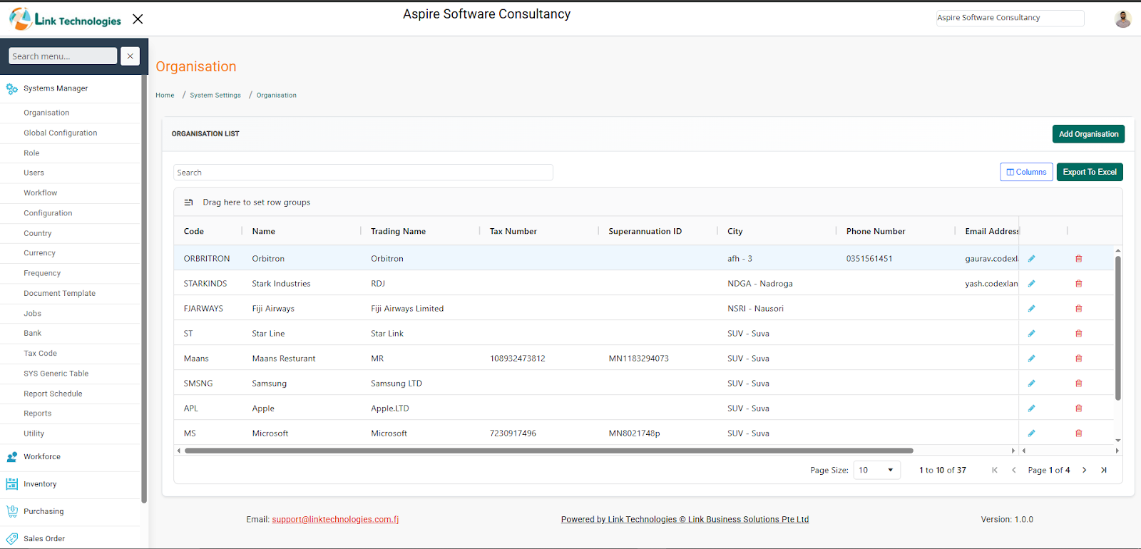 LinkERP – Enterprise Resource Planning System screen 2