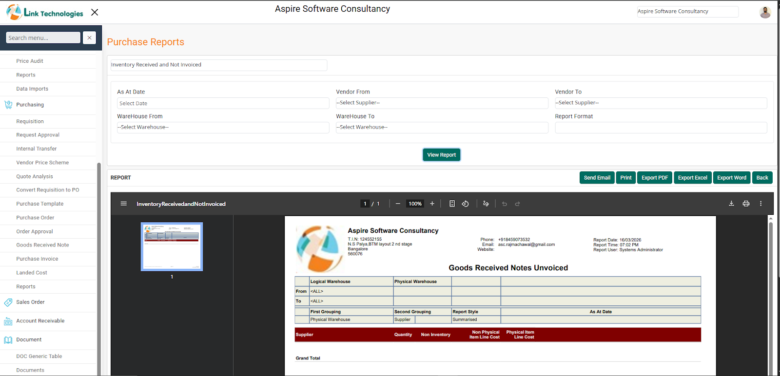LinkERP – Enterprise Resource Planning System screen 6