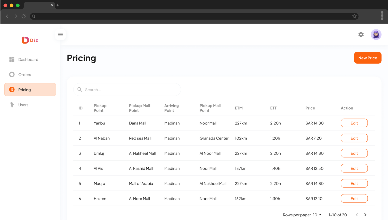 DIZ – Carpooling & Ride-Sharing Web App screen 1