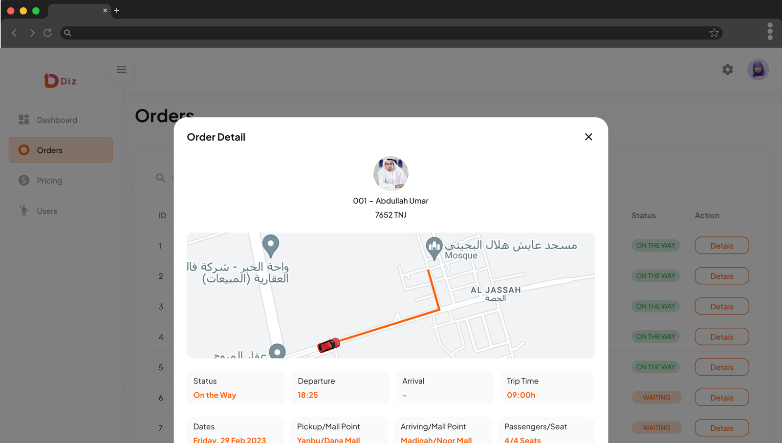 DIZ – Carpooling & Ride-Sharing Web App screen 2
