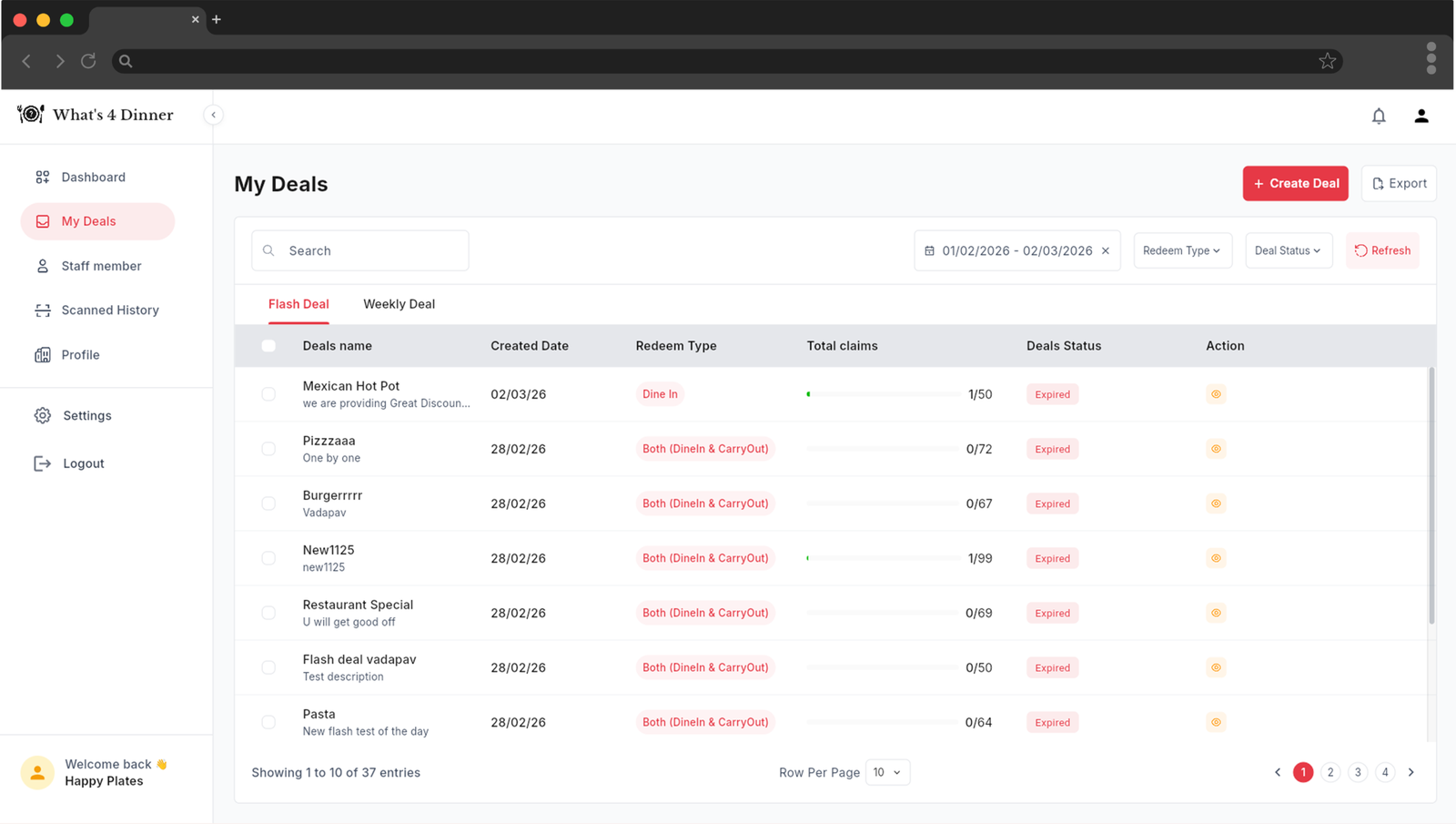 What’s 4 Dinner Web App screen 3