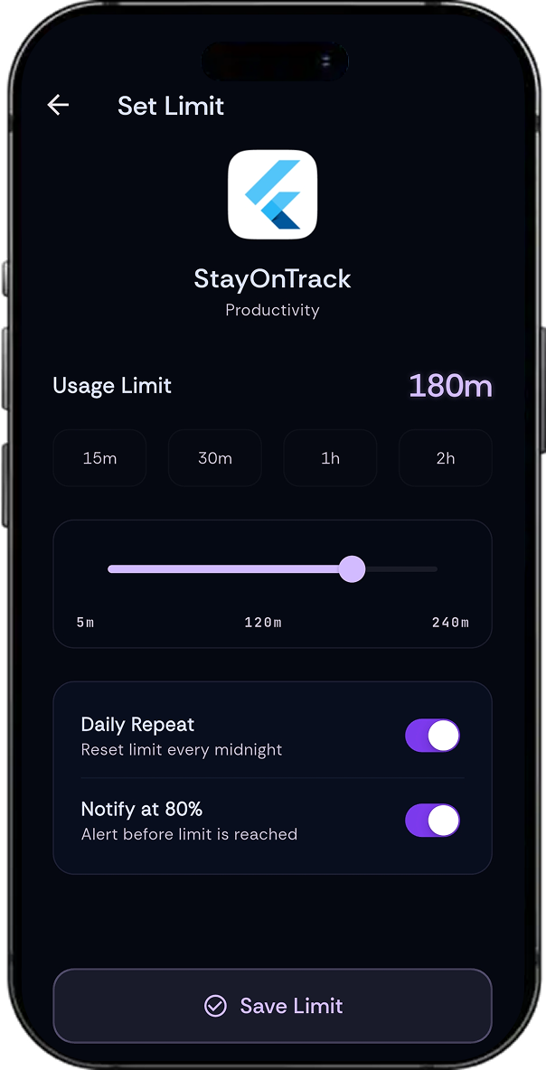 StayOnTrack screen 2