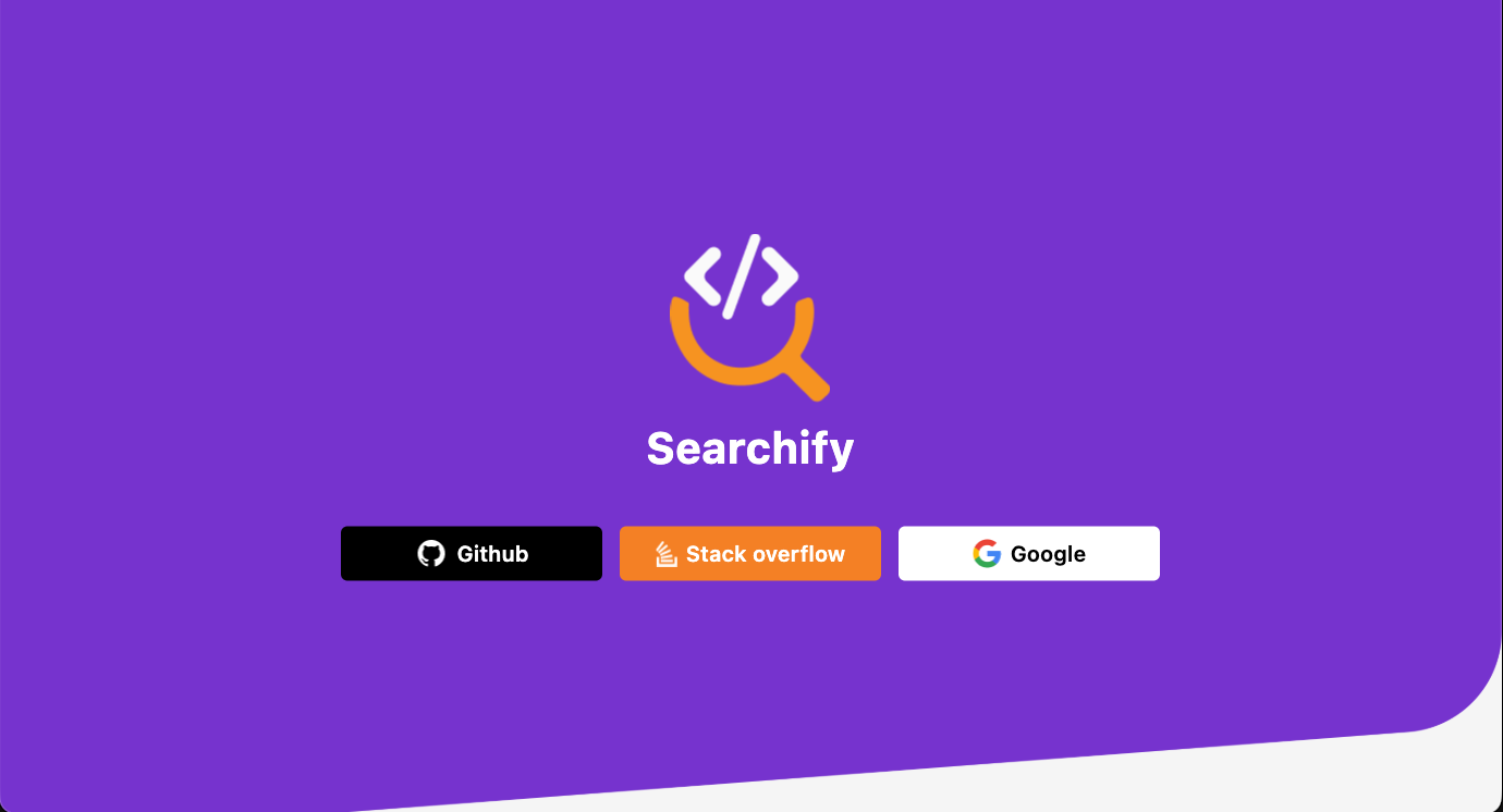 Searchify – Multi-Platform Developer Search Aggregator screen