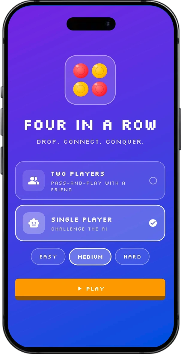 Connect 4 Game screen 1