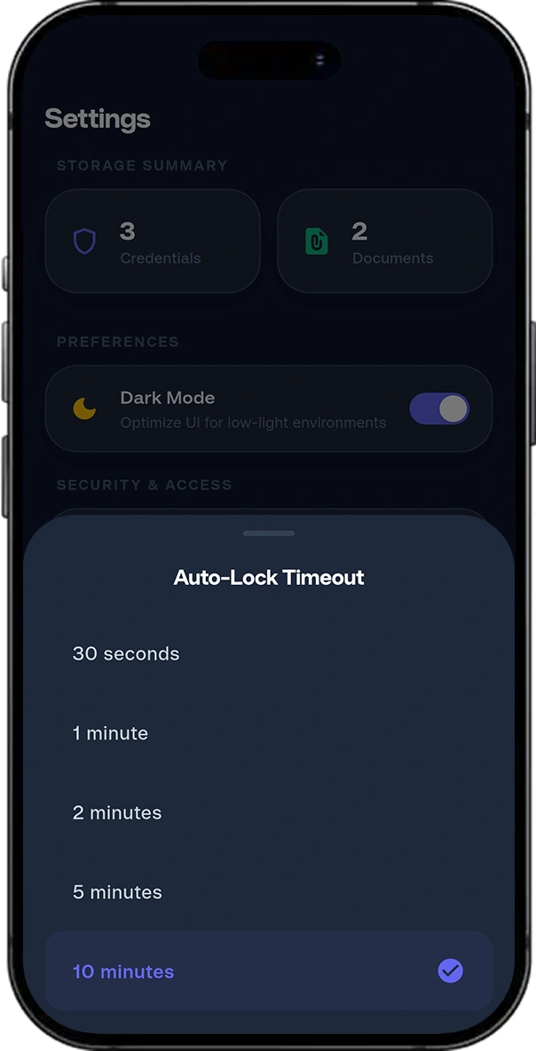 Secure Auth Vault screen 1