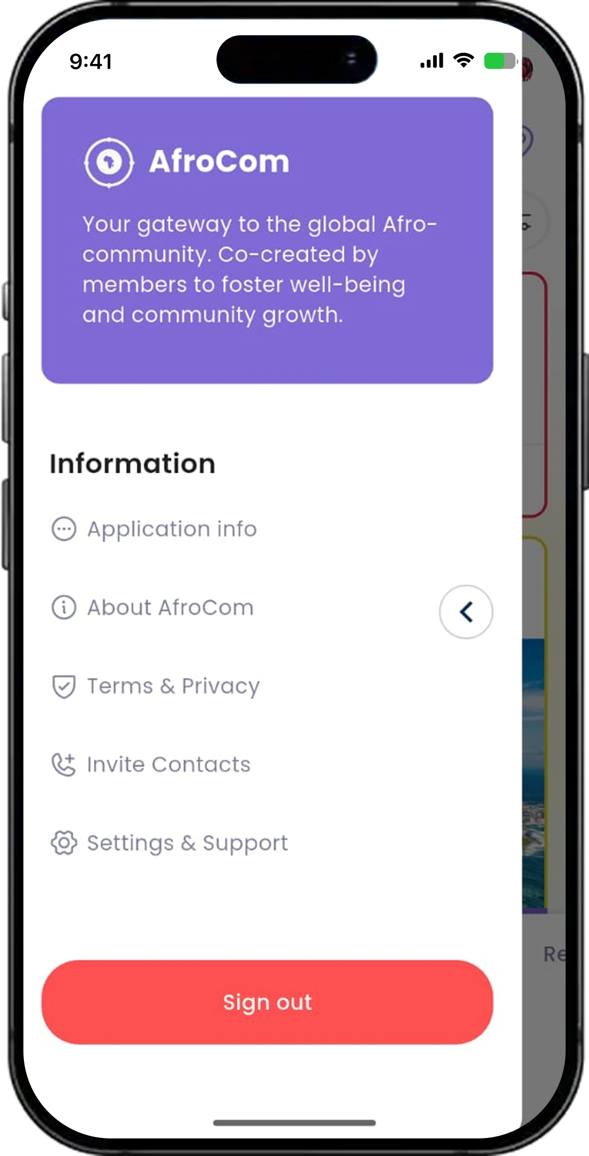Afrocom App screen 17