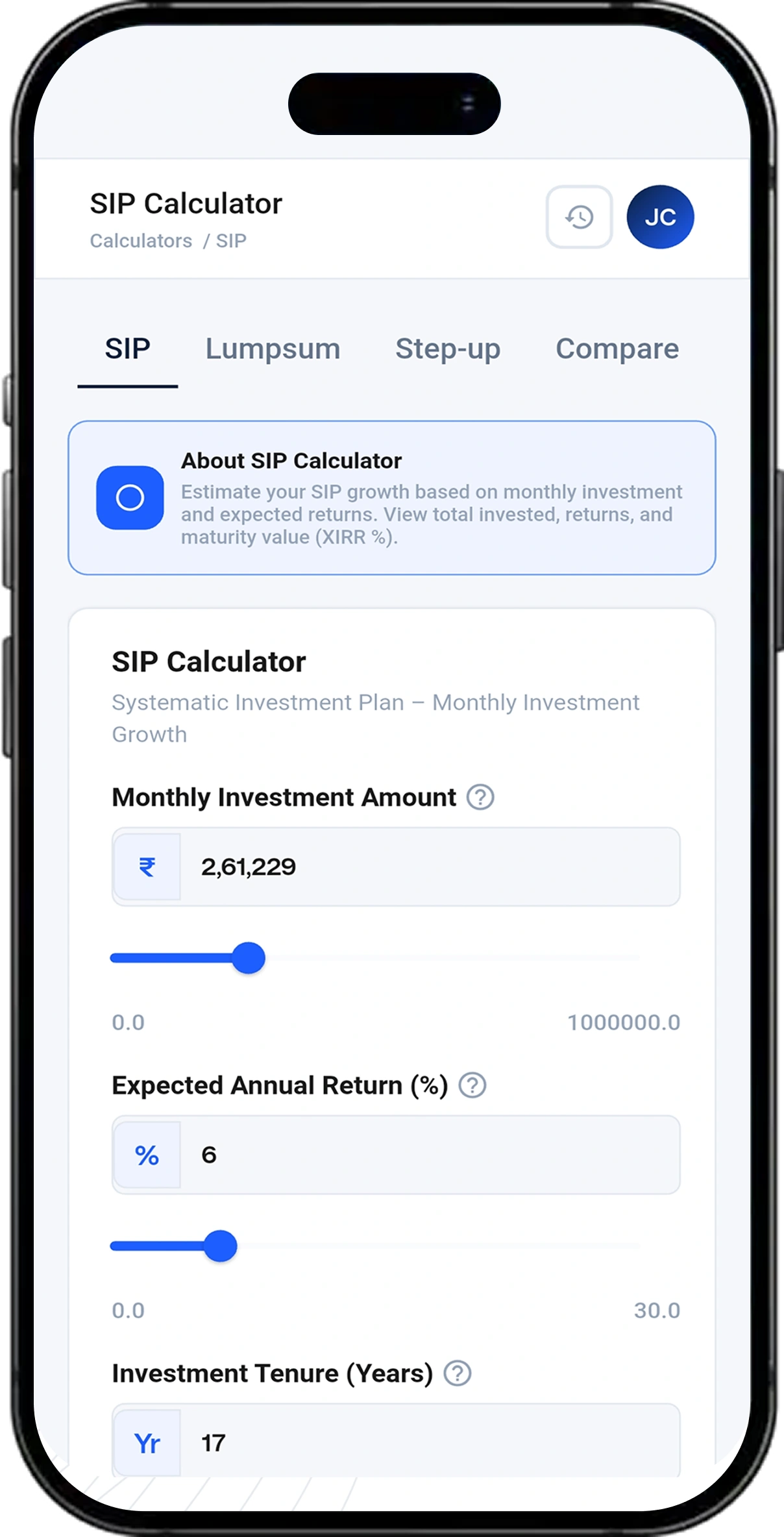 Fincalc360 screen 2