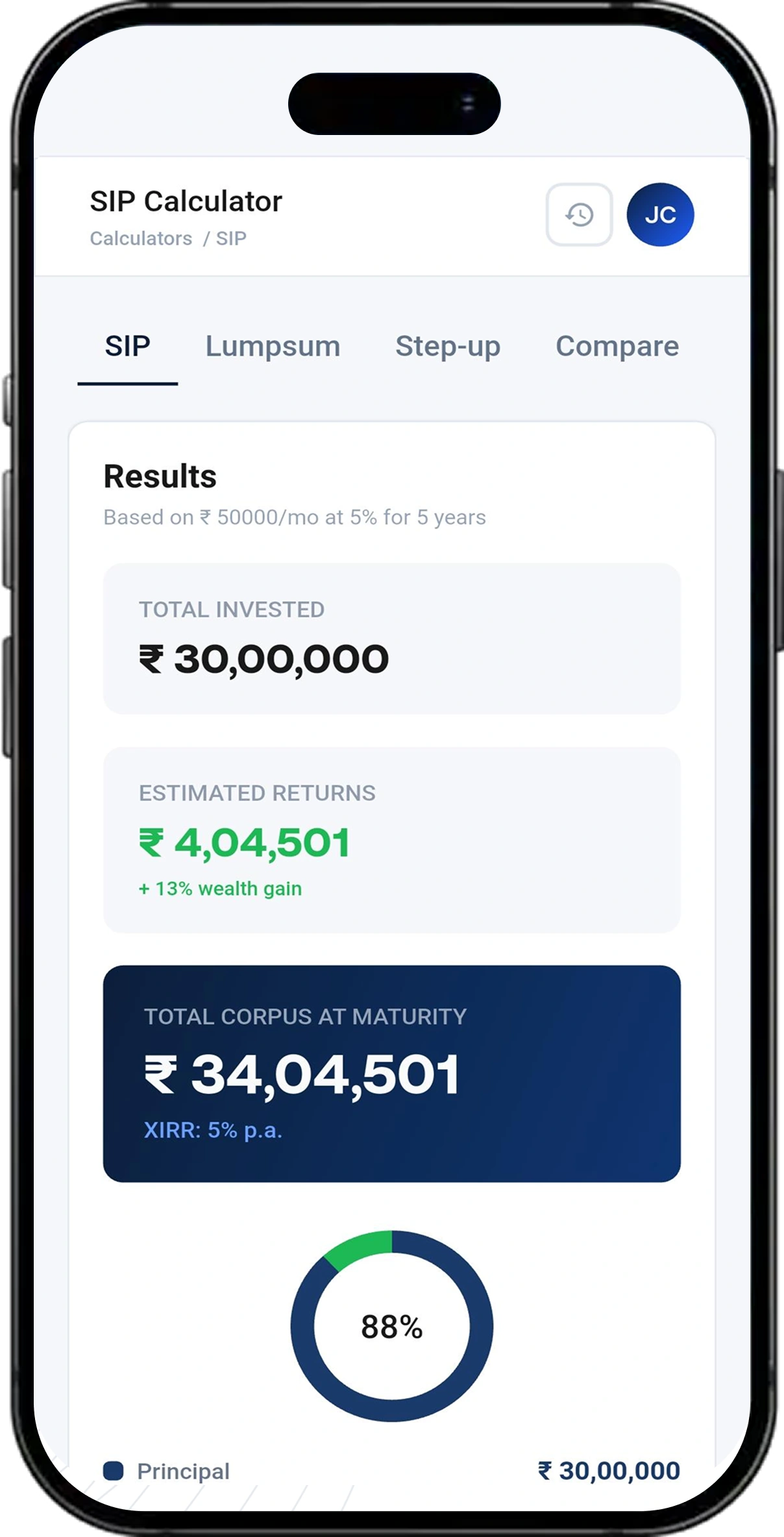 Fincalc360 screen 3