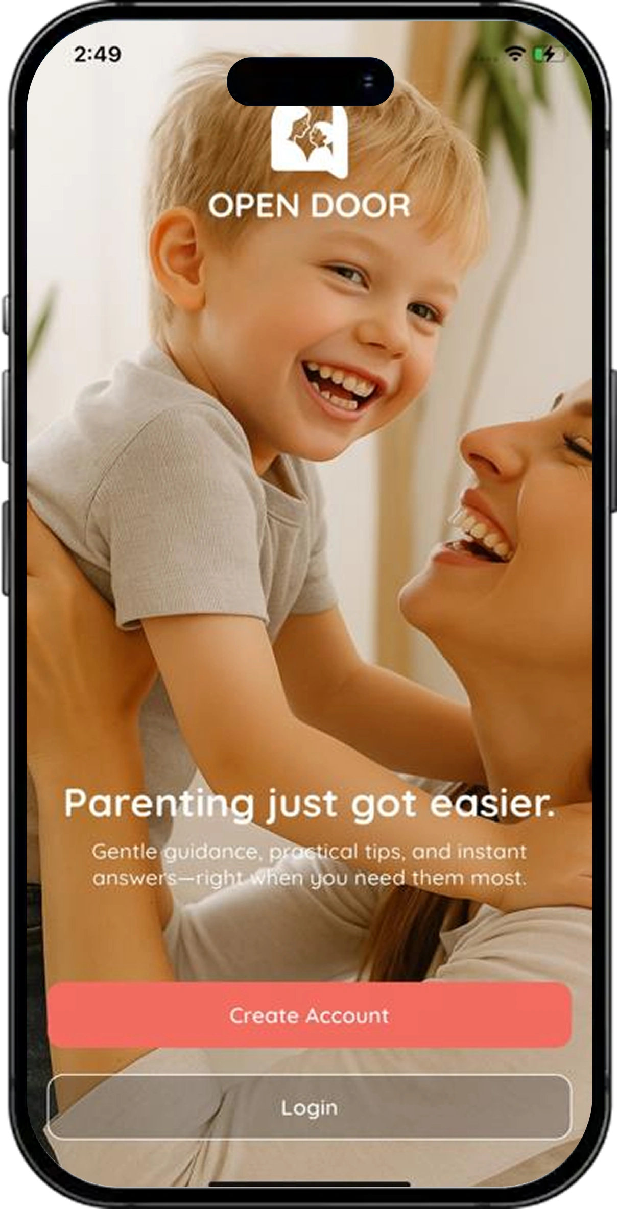 OpenDoor Parenting screen 1