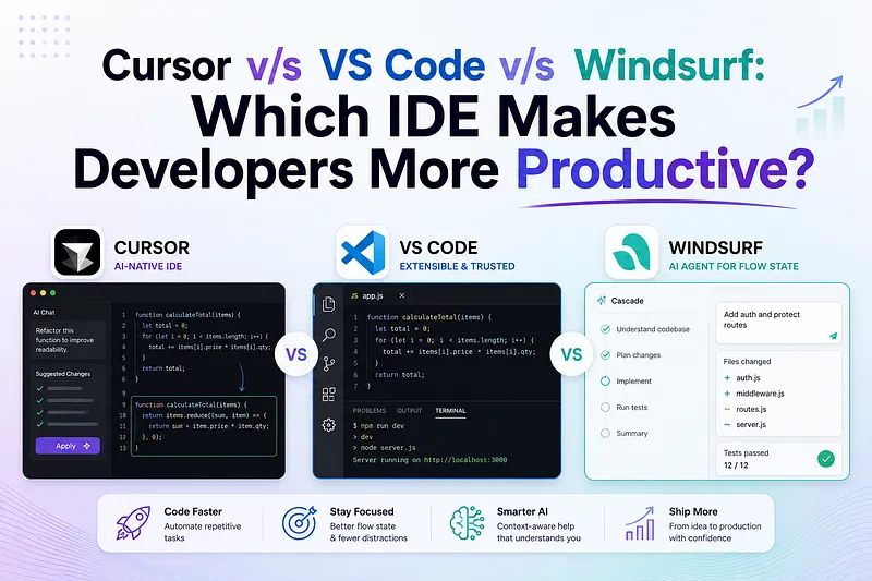 Cursor v/s VS Code v/s Windsurf: Which IDE Makes Developers More Productive?
